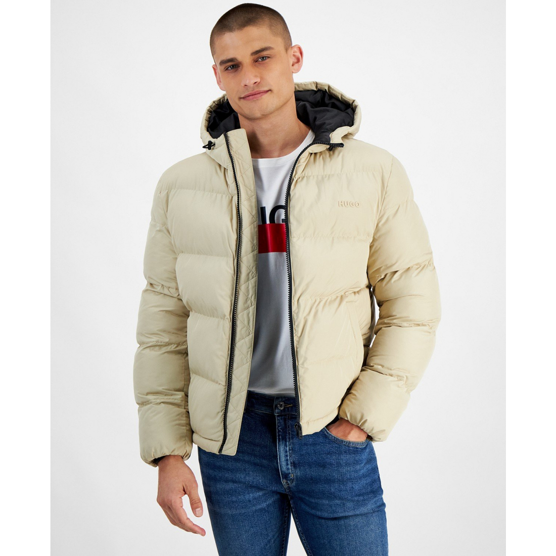 Veste matelassée 'Beazly2436 Slim-Fit Quilted Full-Zip Hooded' pour Hommes