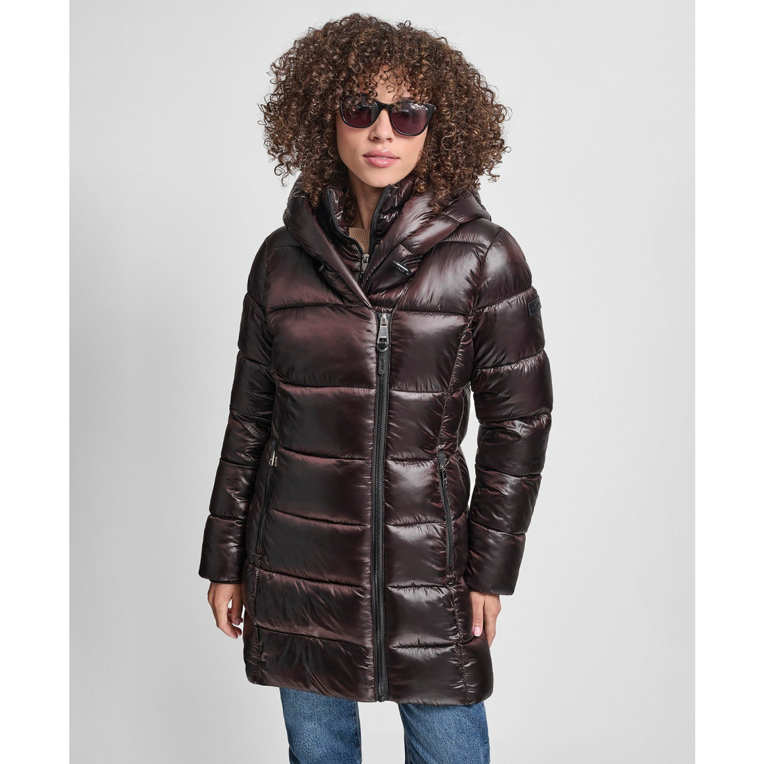 Manteau matelassé 'Bibbed Shawl-Collar Packable Shine' pour Femmes