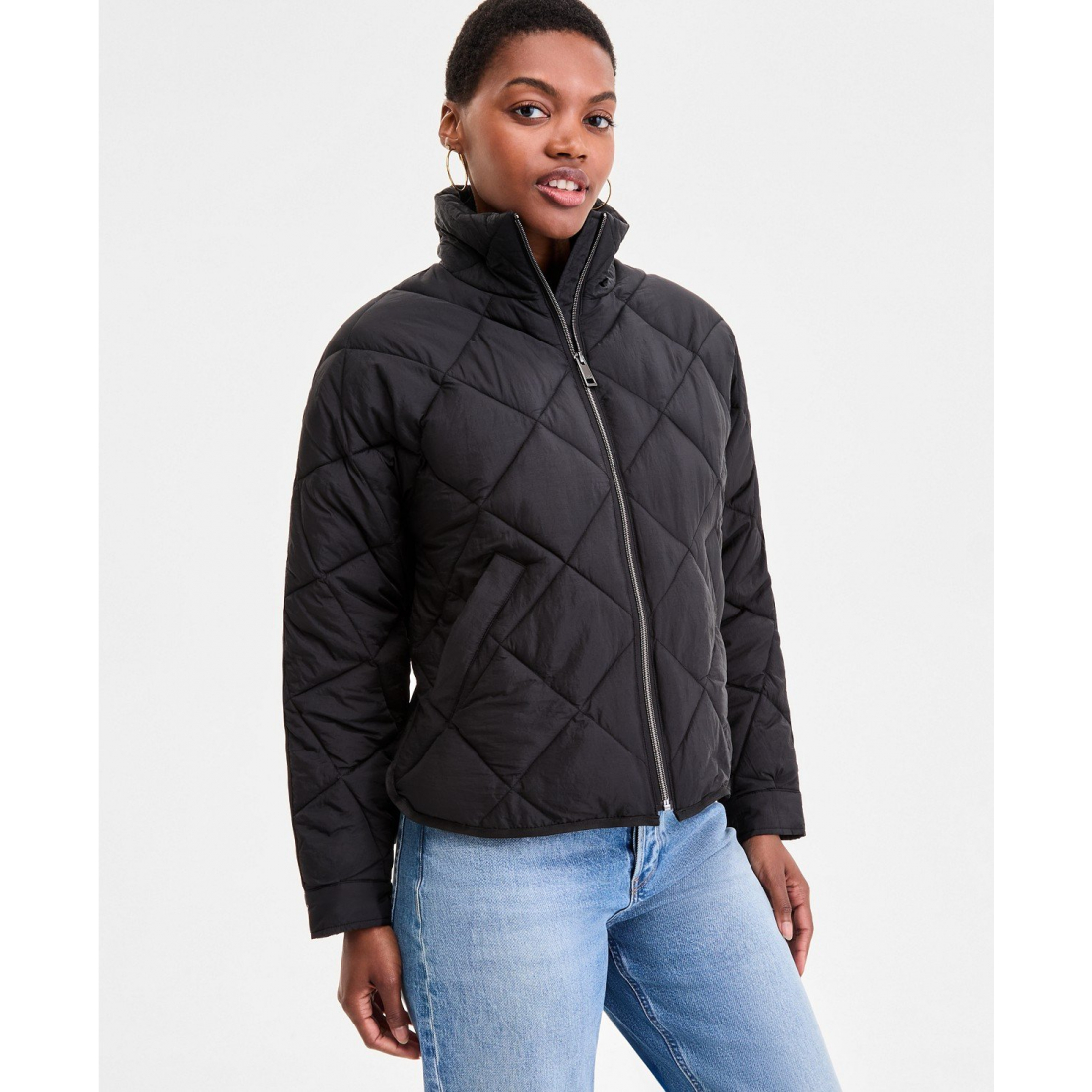 'Cropped Diamond' Gesteppte Jacke für Damen