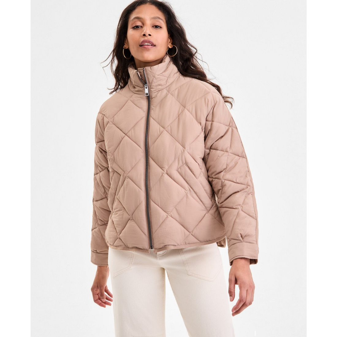 'Cropped Diamond' Gesteppte Jacke für Damen