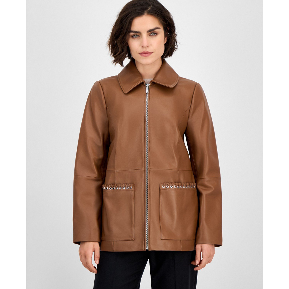 'Zip-Front' Lederjacke für Damen