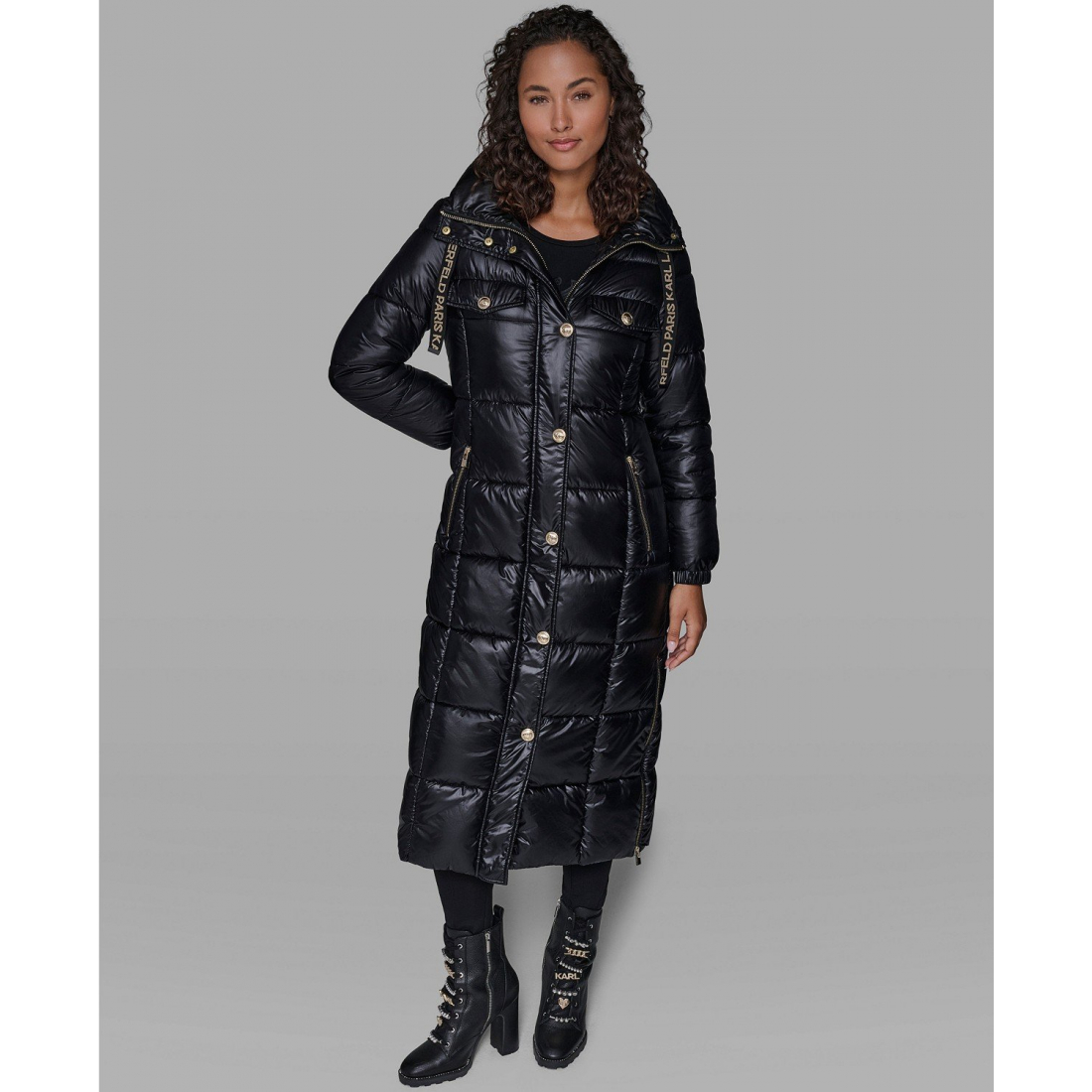 Manteau matelassé 'Hooded Snap-Front' pour Femmes