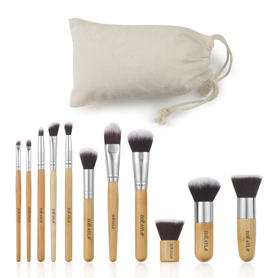 Set de pinceaux de maquillage 'Bamboo Eco' - 11 Pièces