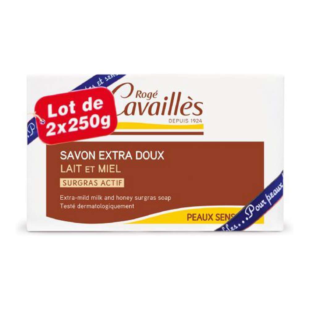 'Surgras Extra-Doux' Bar Soap - Honey, Milk 250 g, 2 Units