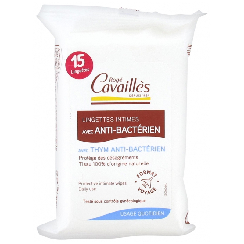 'Anti-Bactérien' Intimate wipes - 15 Pieces