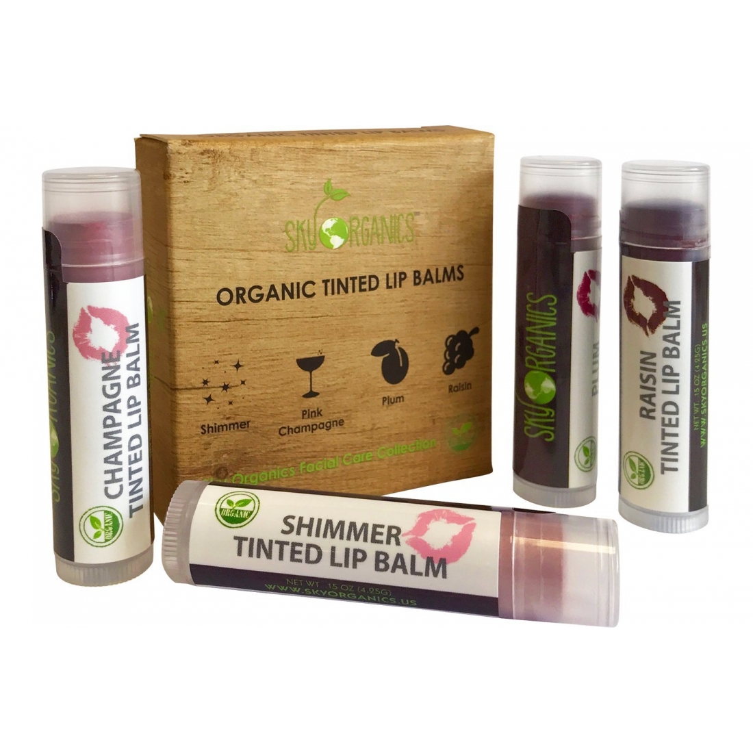 'Organic Supple Lips - Assorted Colors' Lip Colour Balm - 4.25 g, 4 Units