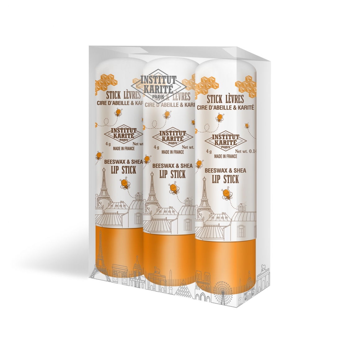 Institut Karité Paris - Trio of Shea Lip Sticks Bees wax & Shea - 3x4 gr