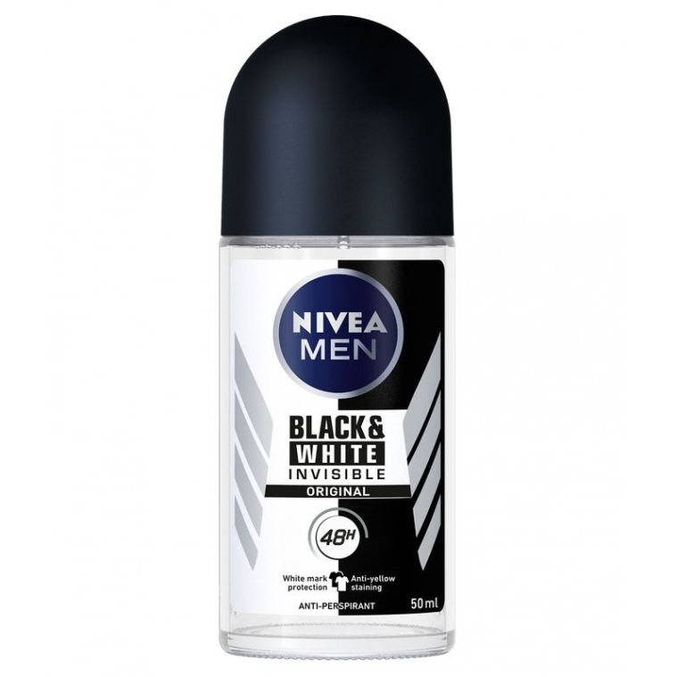 'Men Black & White Invisible' Roll-On Deodorant - 50 ml