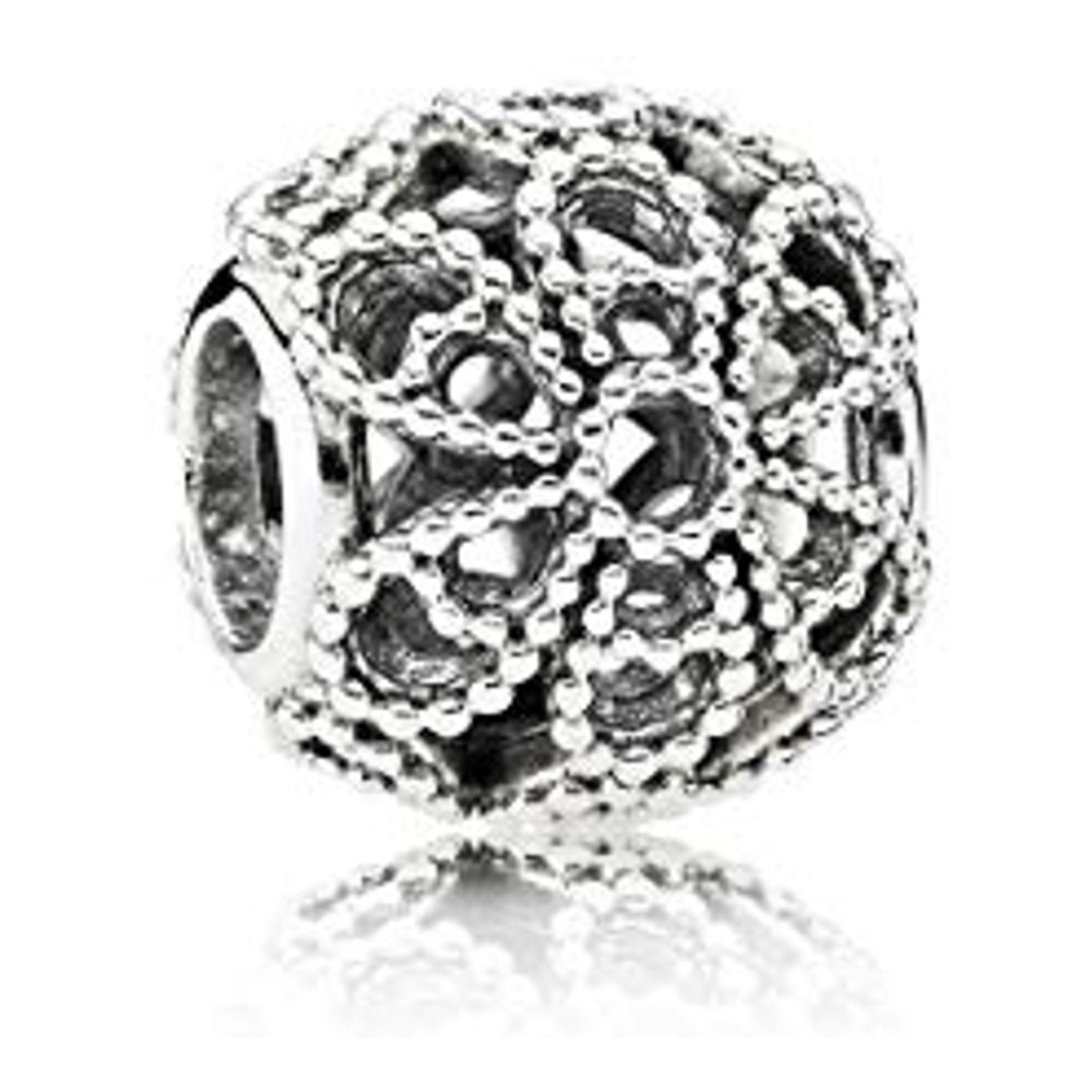 Women's 'Openwork Roses Silver' Charm