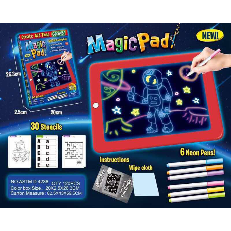 Fluorescent Magic Electronic Tablet with LED Light - Red