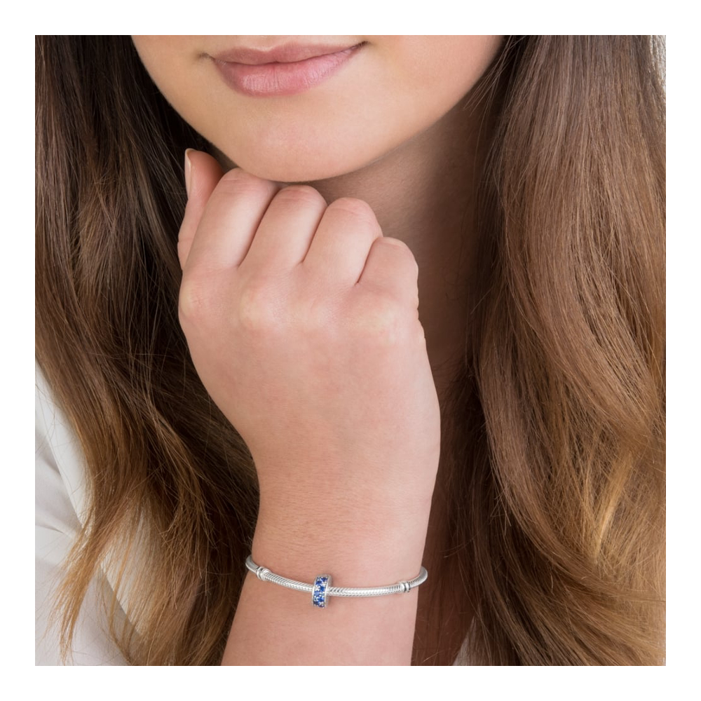 Women's 'Silver Clip With Swiss Blue Crystal, Clear Cubic Zirconia, Royal' Charm