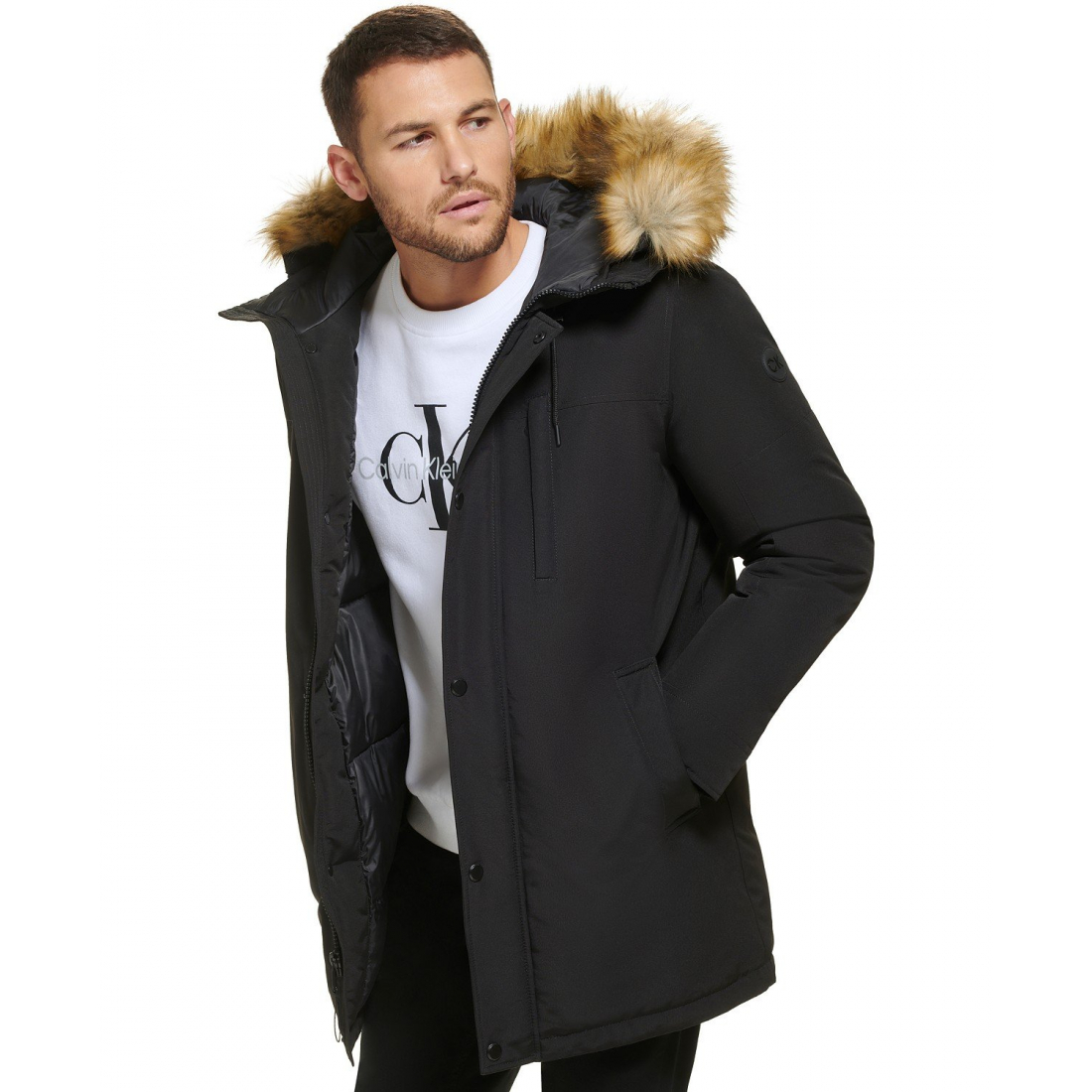 Herren's 'Long Parka with Faux-Fur Lined Hood' Jacke