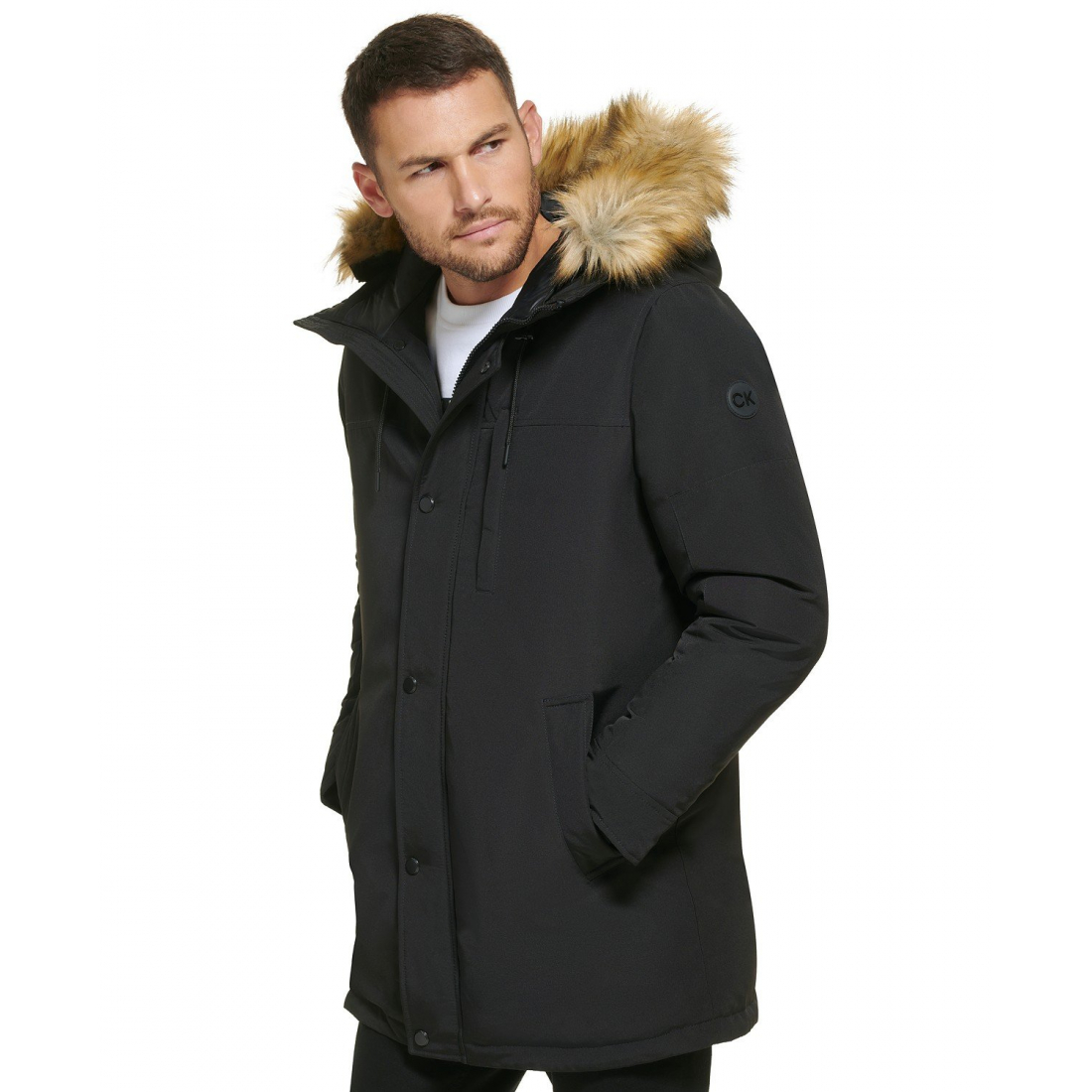 Herren's 'Long Parka with Faux-Fur Lined Hood' Jacke