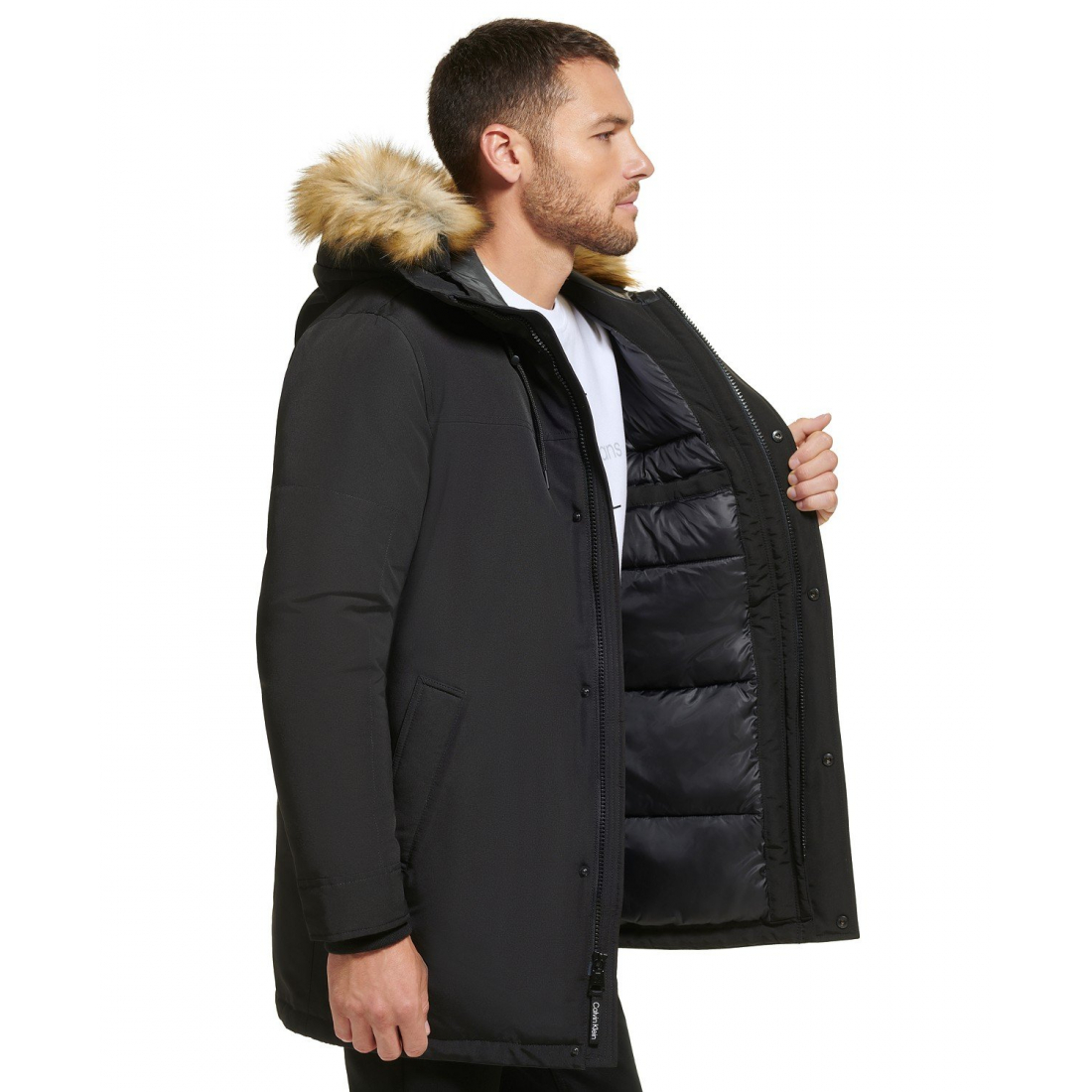 Herren's 'Long Parka with Faux-Fur Lined Hood' Jacke