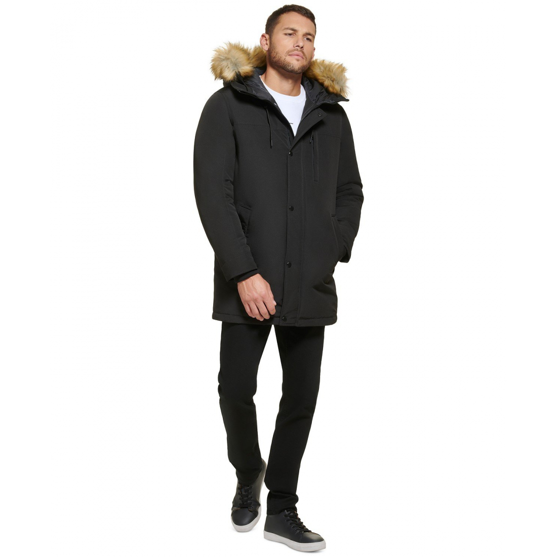 Herren's 'Long Parka with Faux-Fur Lined Hood' Jacke