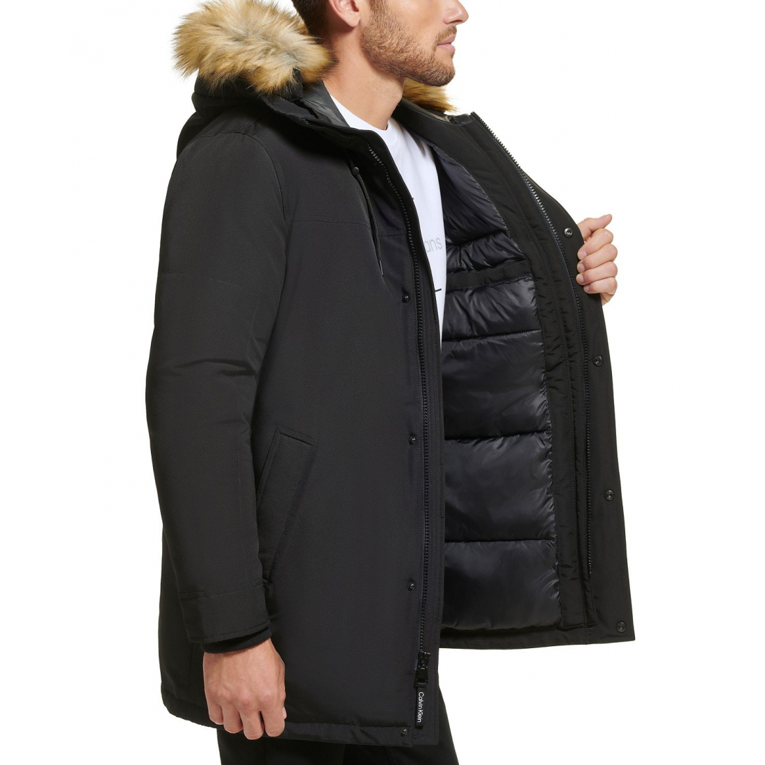 Herren's 'Long Parka with Faux-Fur Lined Hood' Jacke