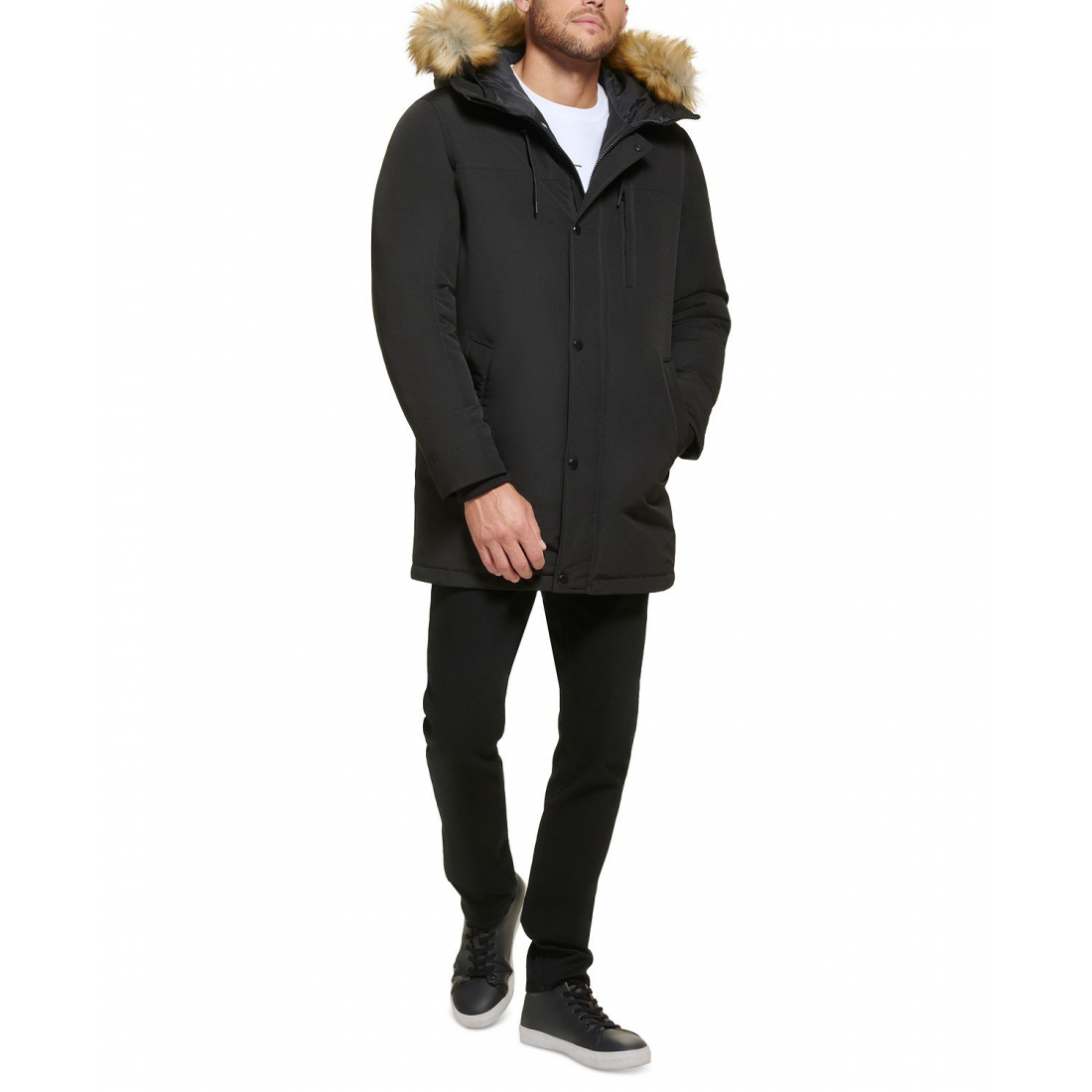 Herren's 'Long Parka with Faux-Fur Lined Hood' Jacke