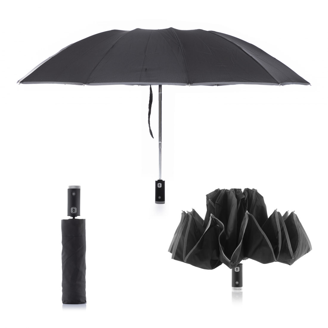 Folbrella Regenschirm mit umgekehrter Faltung und LED