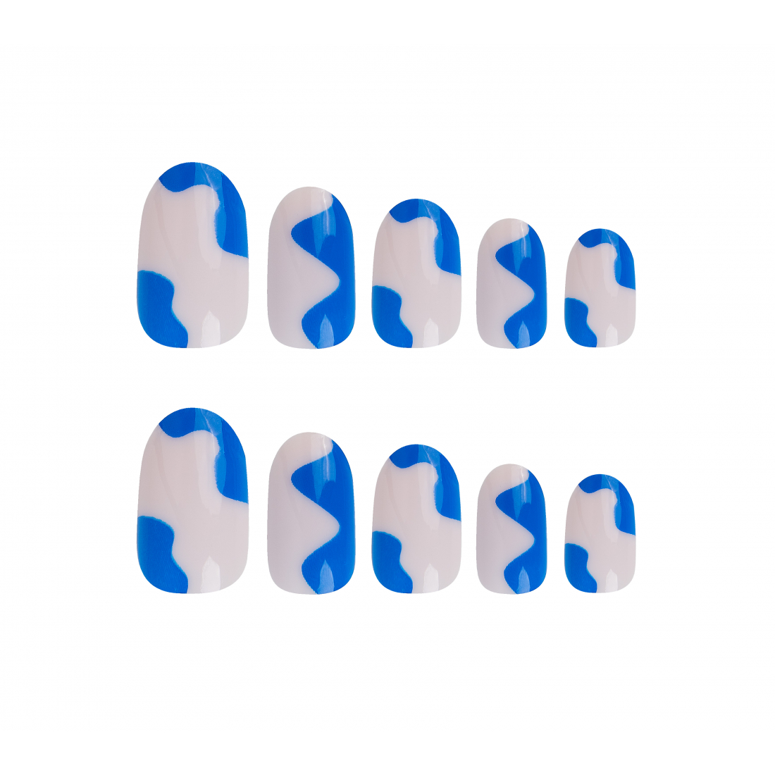 'Oval Blue Bombshell' Fake Nails -24 Pieces