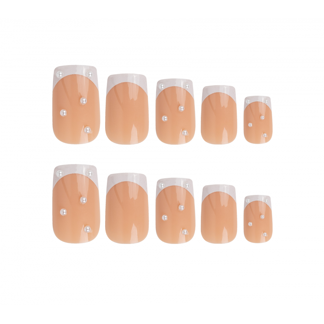 Faux Ongles 'Long Square Pearly French' -24 Pièces
