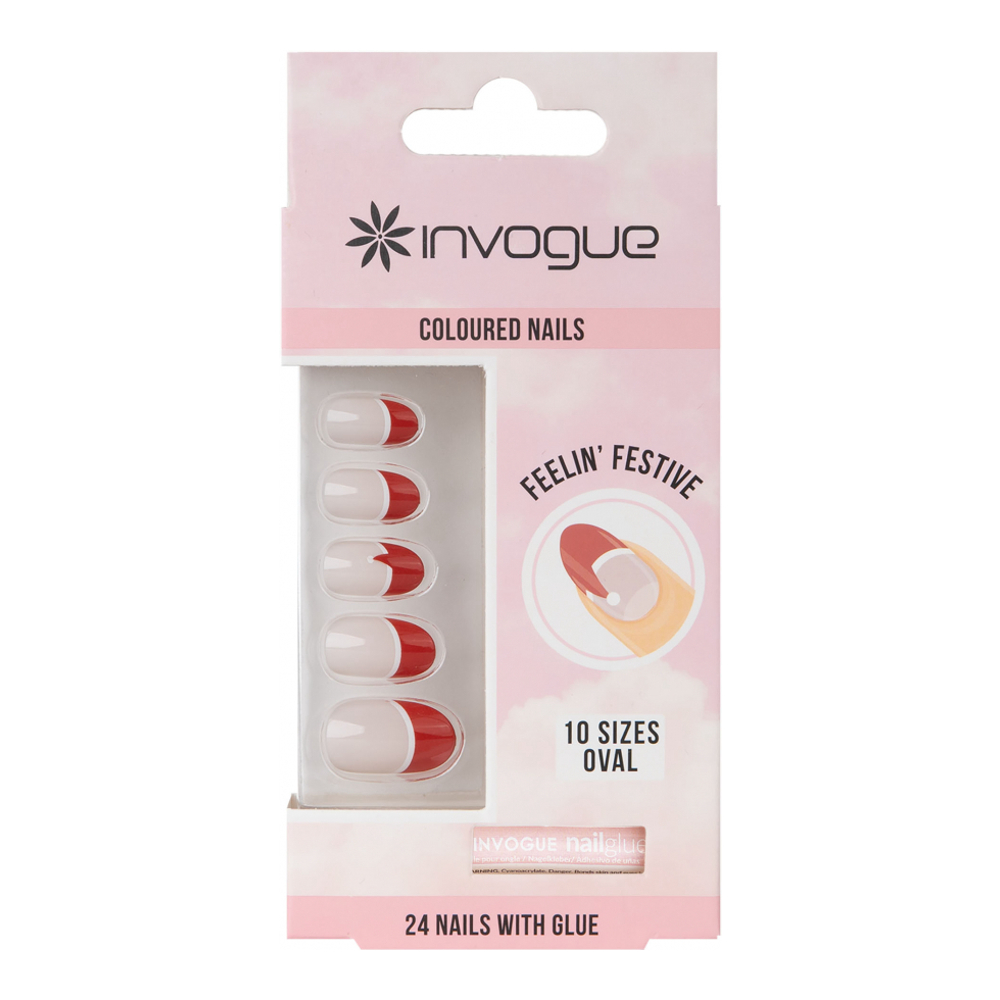Faux Ongles 'Christmas Oval Feelin’ Festive' -24 Pièces