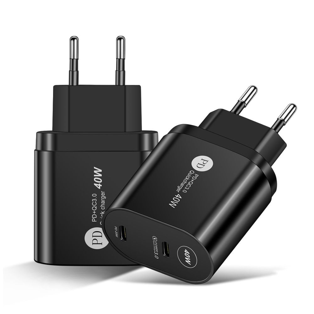 Dual-Port-USB-C-Reiseadapter (20 W) – Schwarz