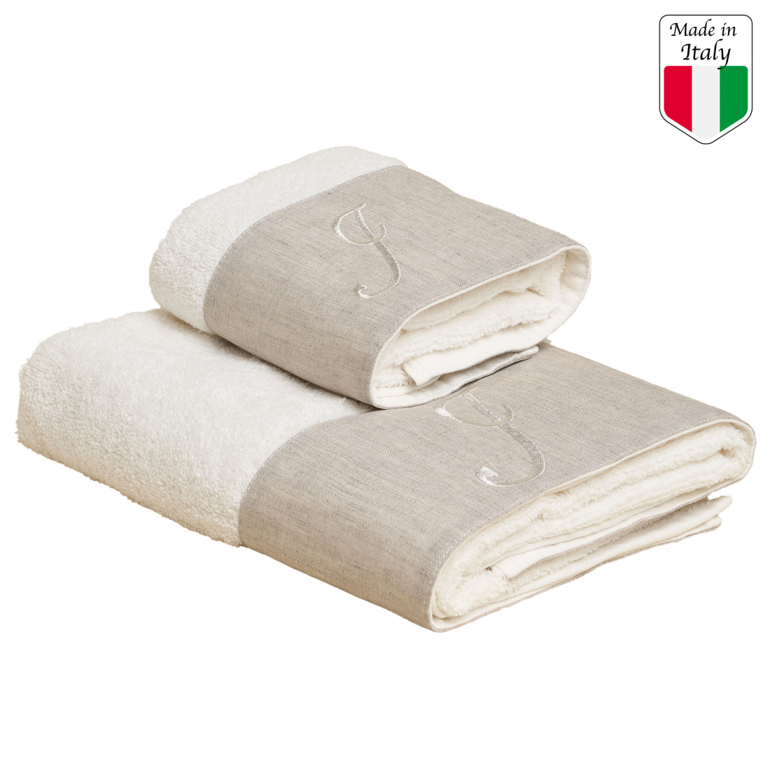 Zahra Hand And Guest Terry Towel Set With Monogram Embroidery, J