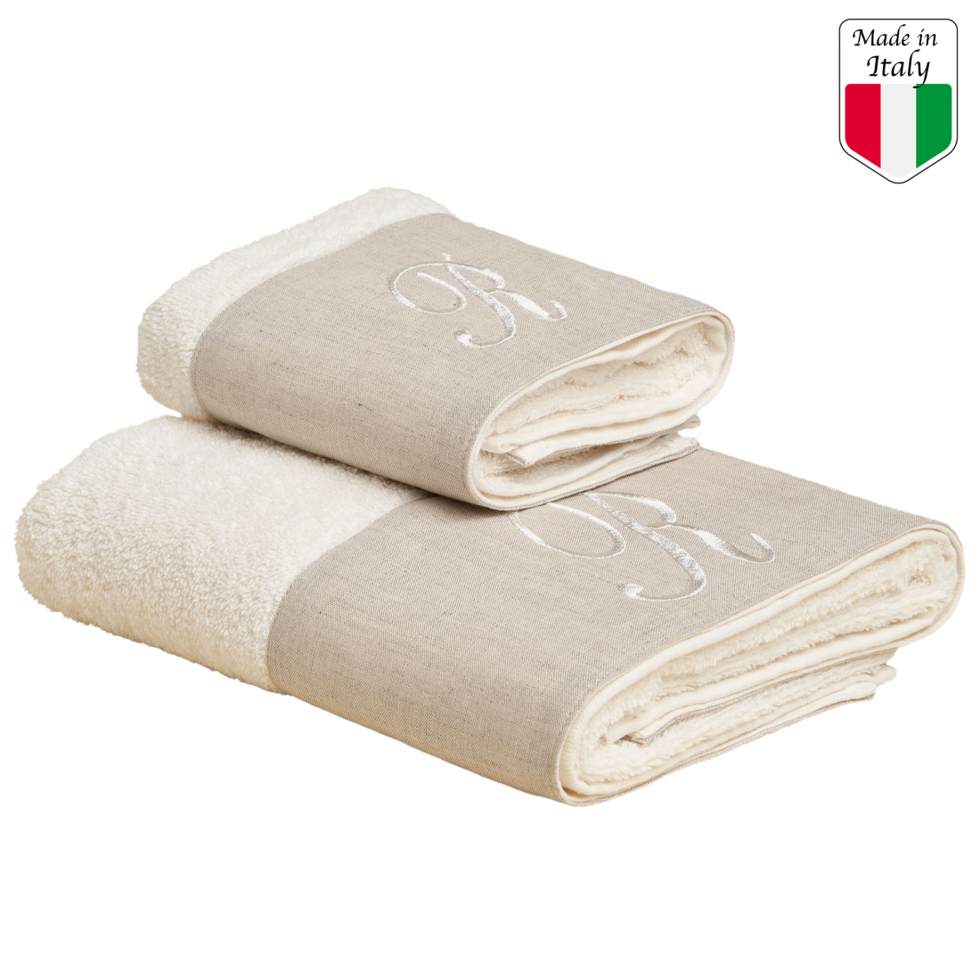 Zahra Hand And Guest Terry Towel Set With Monogram Embroidery, R