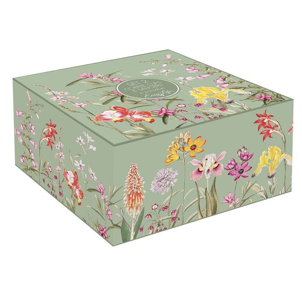 Set Mit 2 Porzellan-Kaffeetassen Und Untertassen (120 ml) In Farbiger Box Von Eden