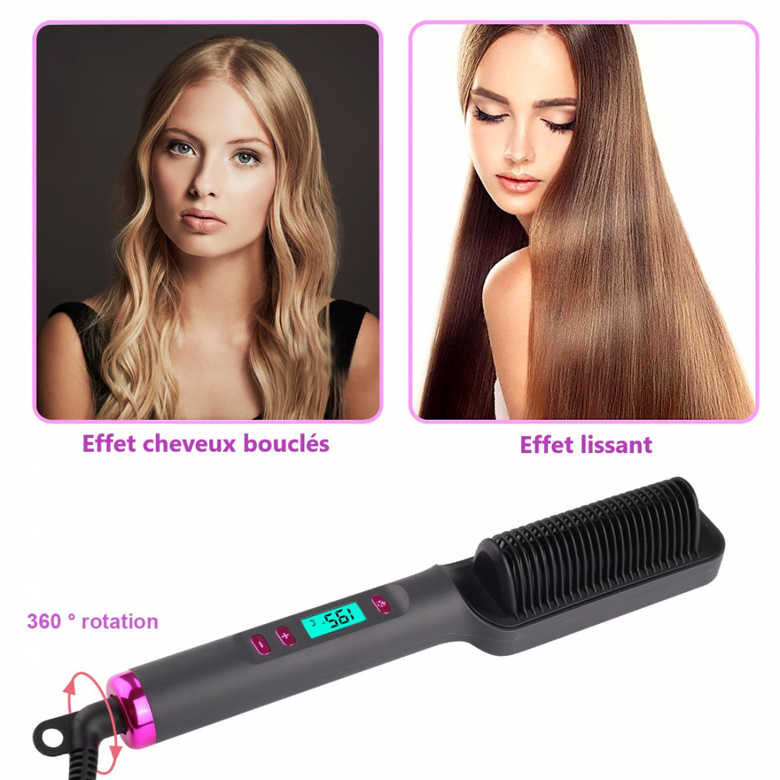 Brosse à lisser les cheveux '2en1'