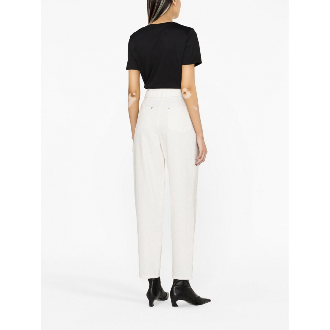 'Button-Embellished Logo' T-Shirt für Damen