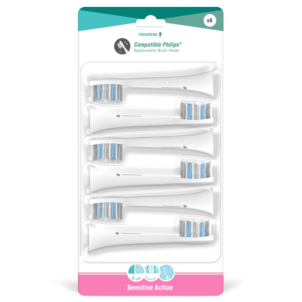 Têtes de brosse 'Philips Compatible - Sensitive Action Sonic' - 6 Unités