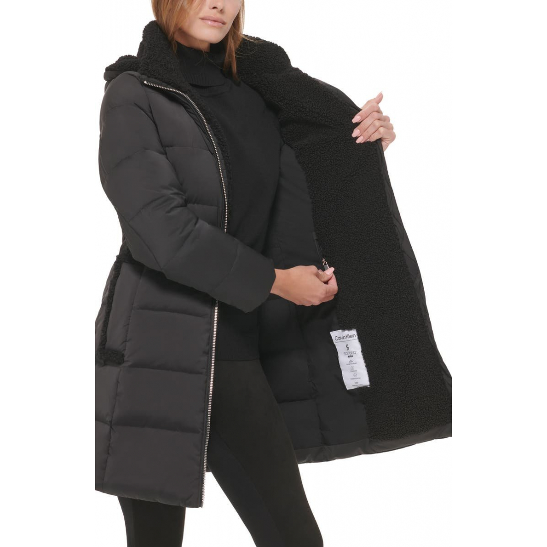 'Faux Shearling Lined Down Puffer Jacket' pour Femmes