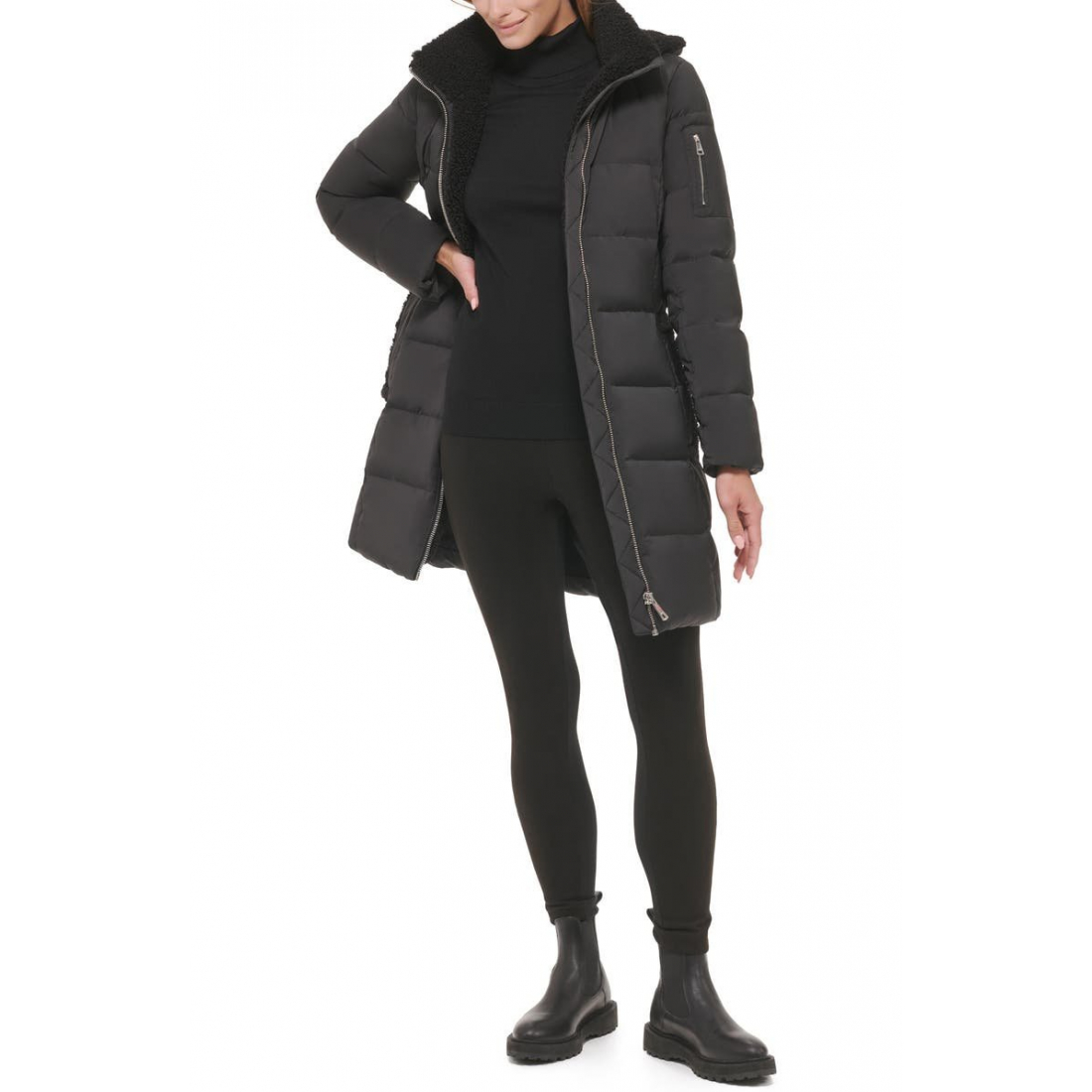'Faux Shearling Lined Down Puffer Jacket' pour Femmes