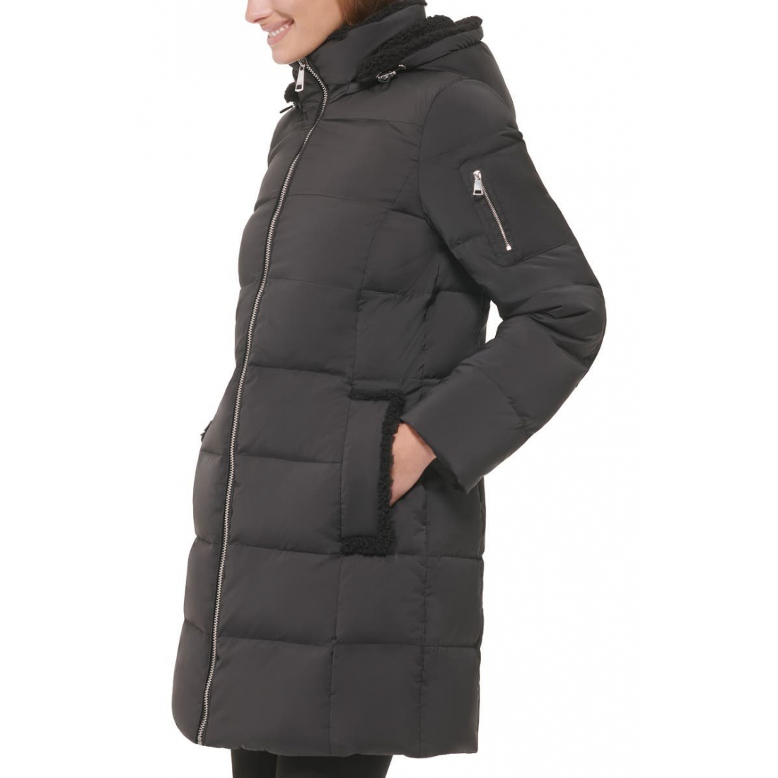 'Faux Shearling Lined Down Puffer Jacket' pour Femmes