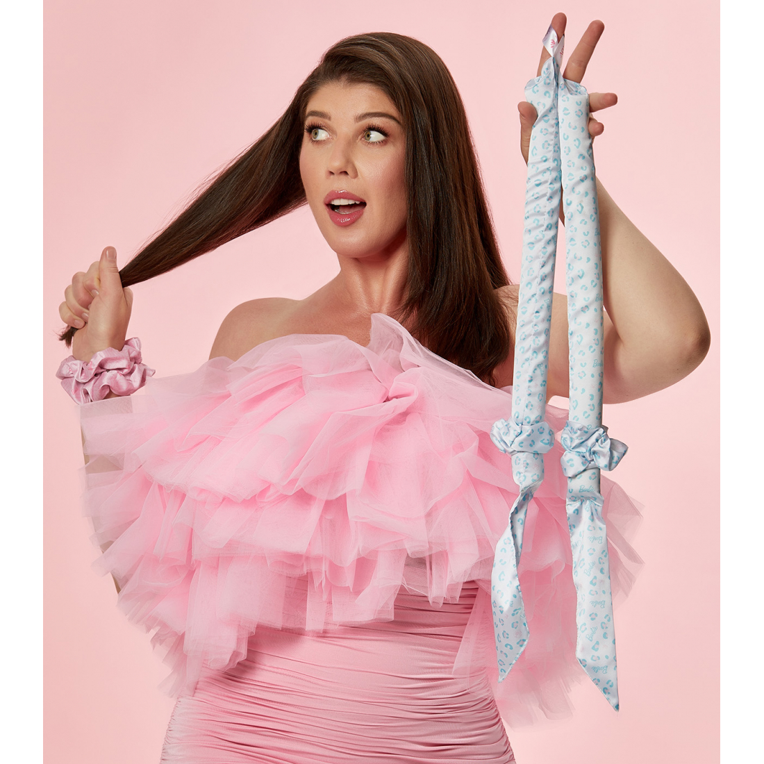 Barbie™ ❤︎ Coolcurl™ Satin Heatless Hair Curling Tool Set | Satin Blue Panther