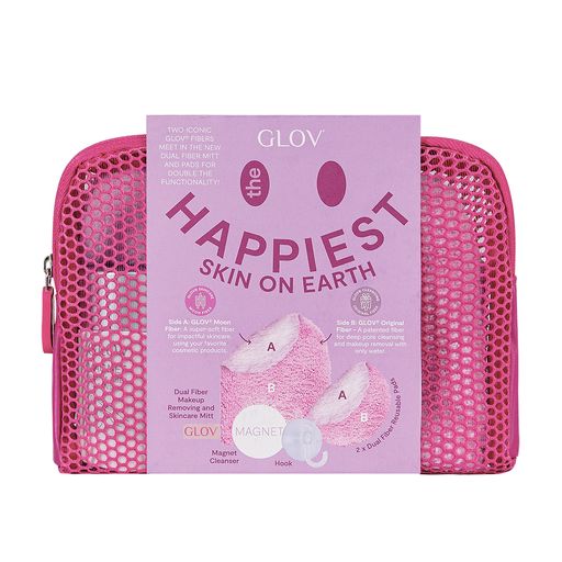 The Happiest Skin On Earth Set | Dual Fiber Makeup Removing And Skincare Mitt And Pads With Magnet Brush & Fiber Cleanser