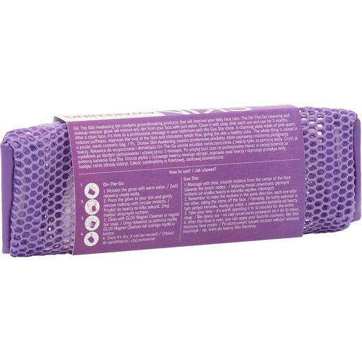 Skin Awakening Set | Water-Only Makeup Removing Mitt With Rose Quartz Gua Sha Massage Stone