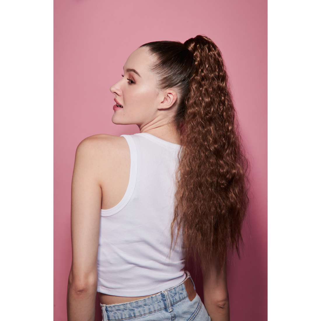 'Curly' Ponytail - Light Brunette