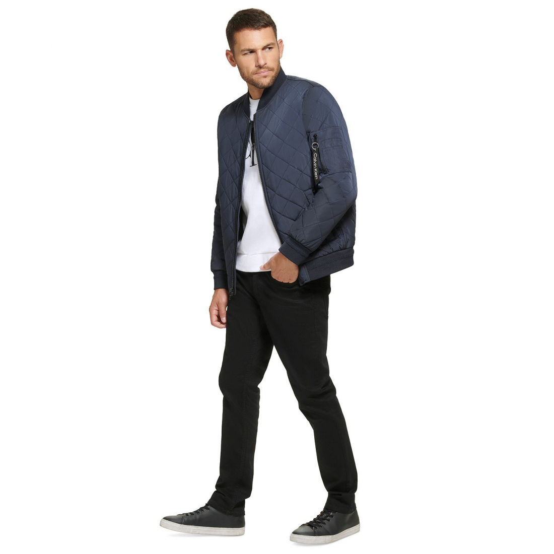 Veste matelassée 'Quilted Baseball with Rib-Knit Trim' pour Hommes