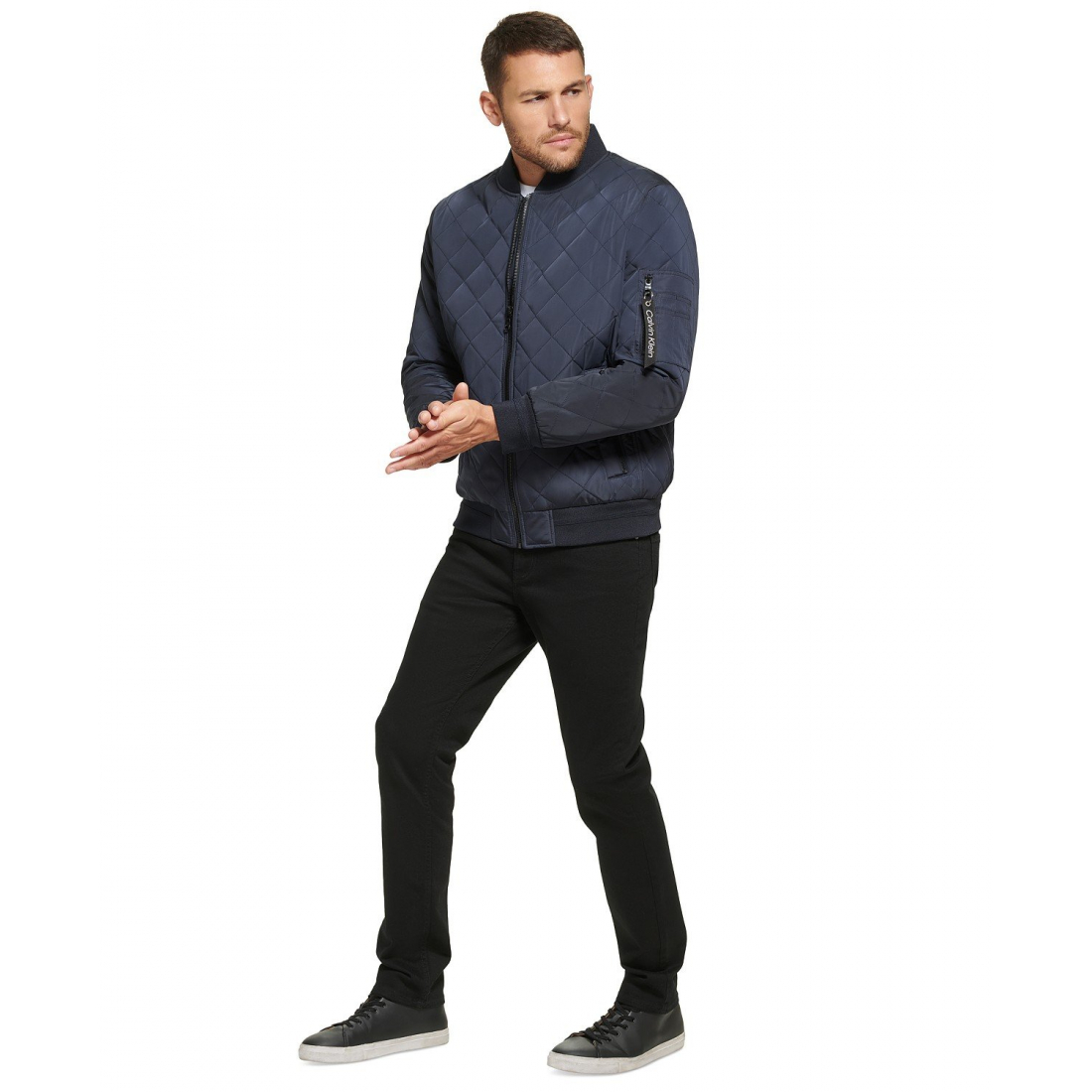 Veste matelassée 'Quilted Baseball with Rib-Knit Trim' pour Hommes