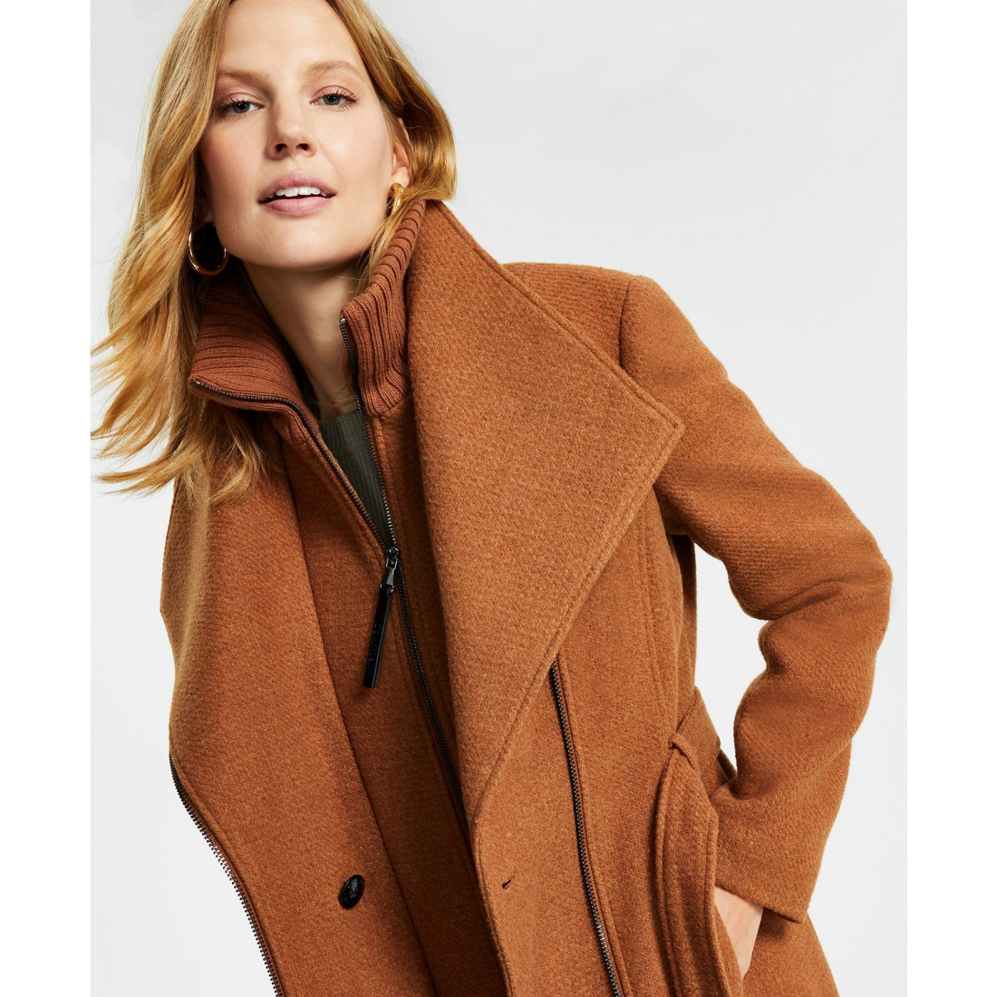 Women's 'Wool Blend Wrap' Belted Coat