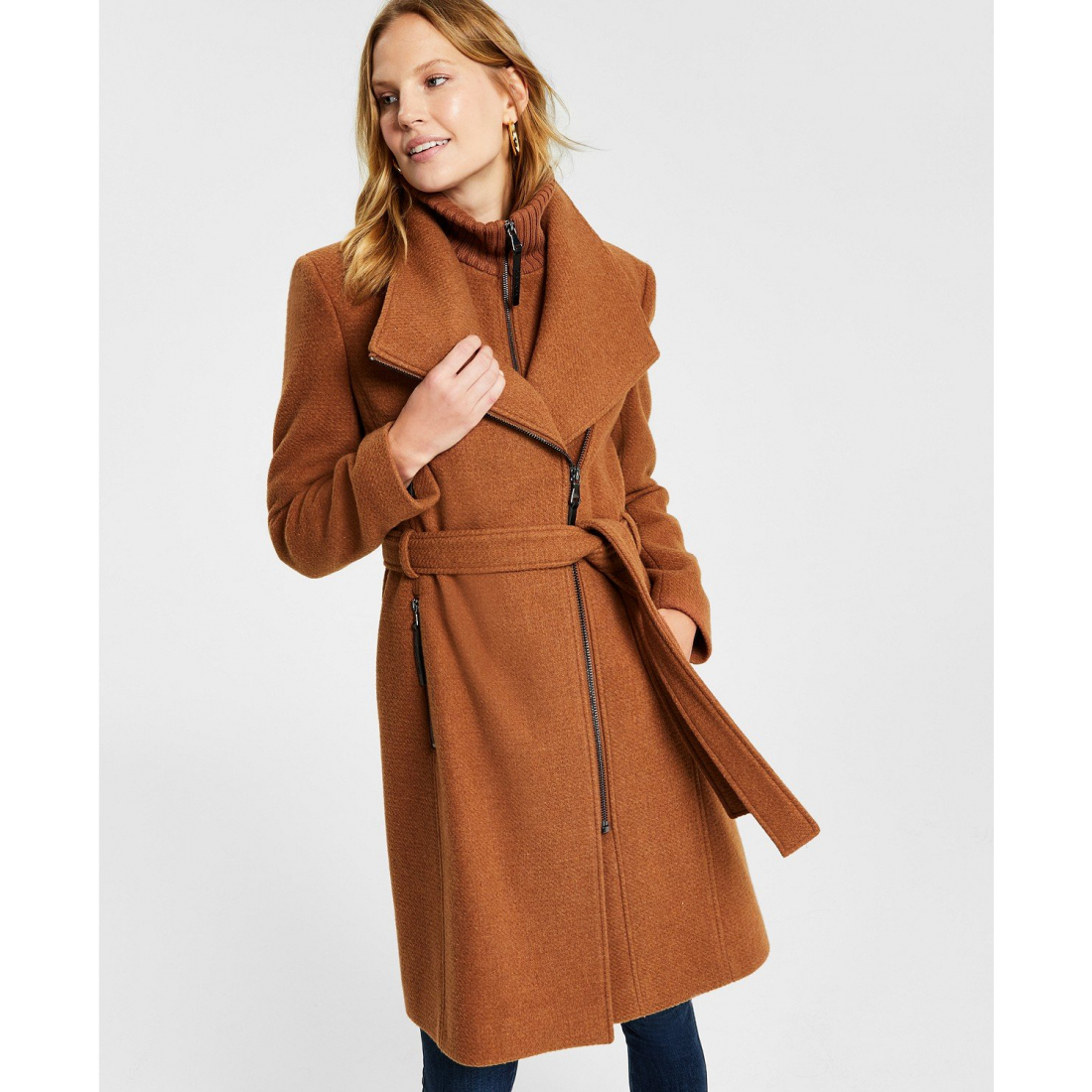 Women's 'Wool Blend Wrap' Belted Coat