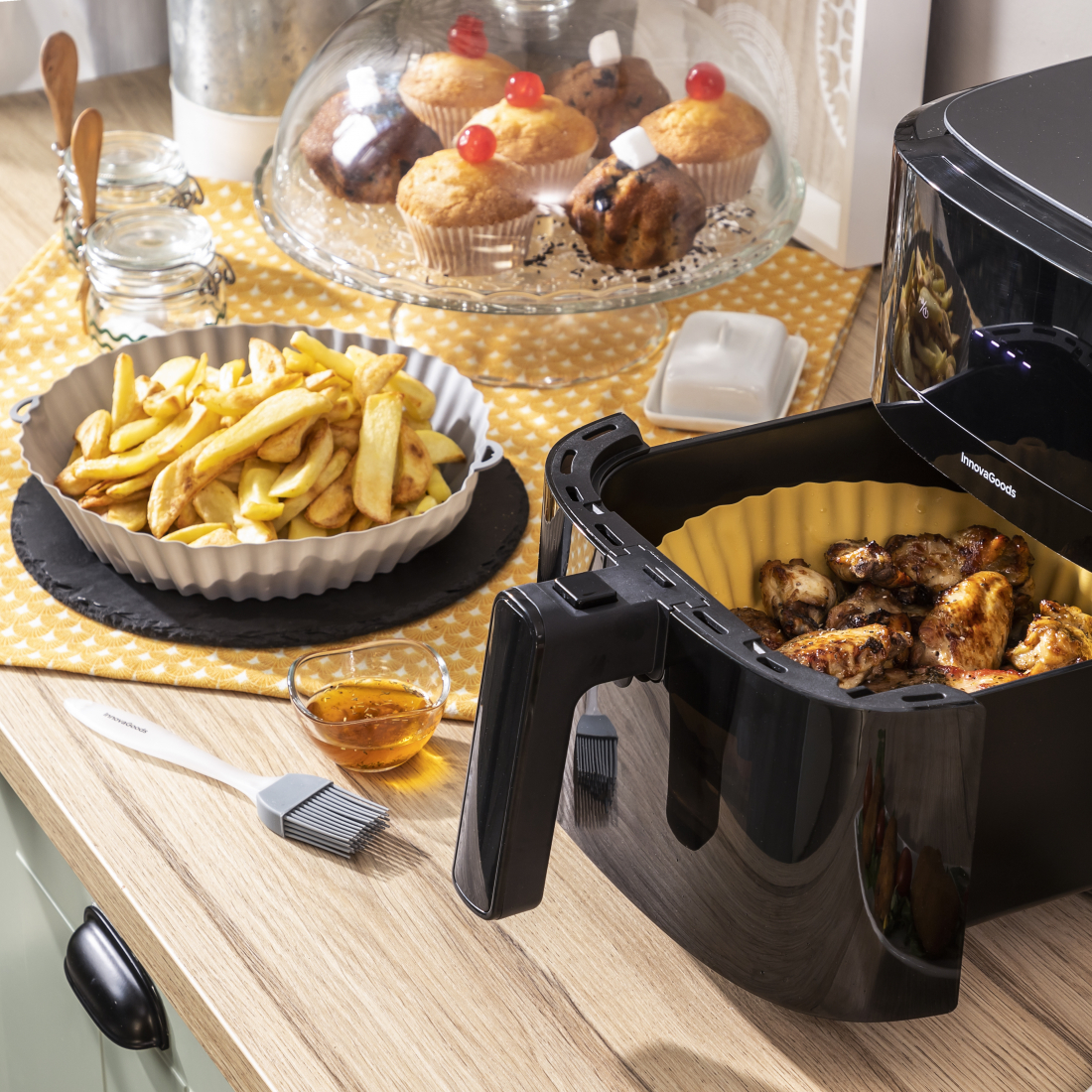 Paniers En Avec Pinceau Pour Friteuses À Air Mollicon - 2 Pièces