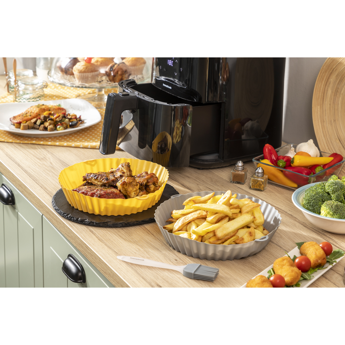 Paniers En Avec Pinceau Pour Friteuses À Air Mollicon - 2 Pièces