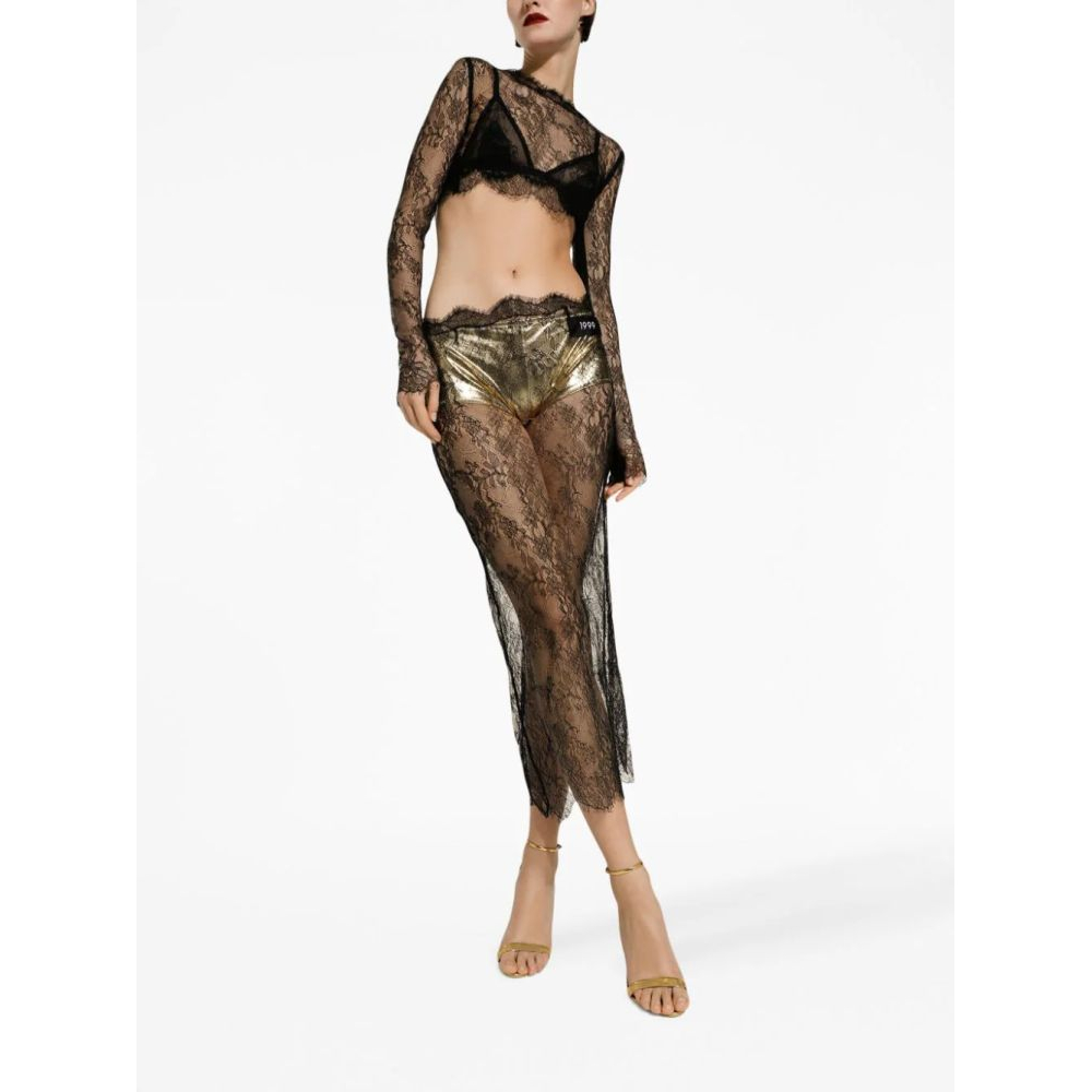 Women's 'Semi-Sheer Lace' Midi Skirt