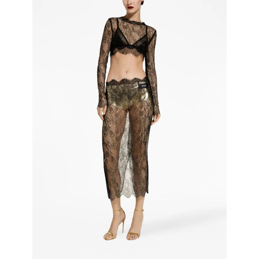 Women's 'Semi-Sheer Lace' Midi Skirt