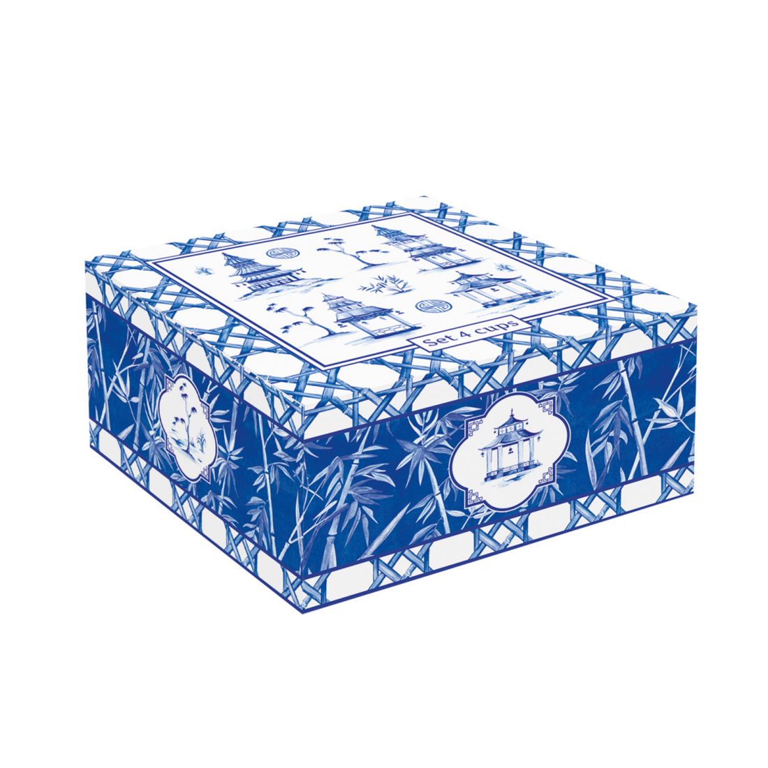 Set Mit 4 Verschiedenen Porzellan-Teetassen (160 ml) In Farbiger Schachtel Pagoda