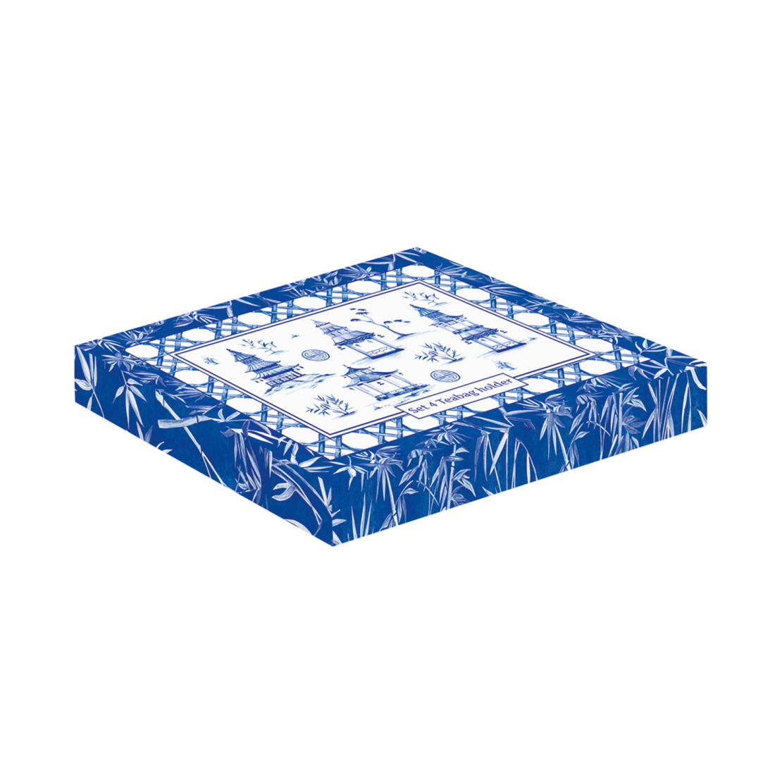 Set Mit 4 Verschiedenen Porzellan-Teebeutelhaltern (10,5 x 7,5 cm) In Farbbox Pagoda