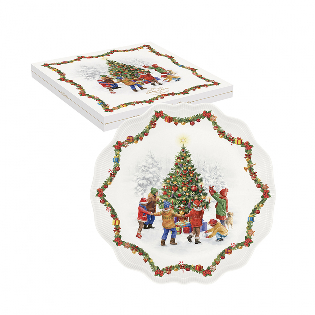 Servierplatte Aus Schweinefleisch, Ø 32 cm, In Farbbox, Weihnachtstanz